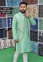 Premium Winter Collection: Soft Katan Panjabi with Matching Koti Set - Code 21 & 22 - Image 2