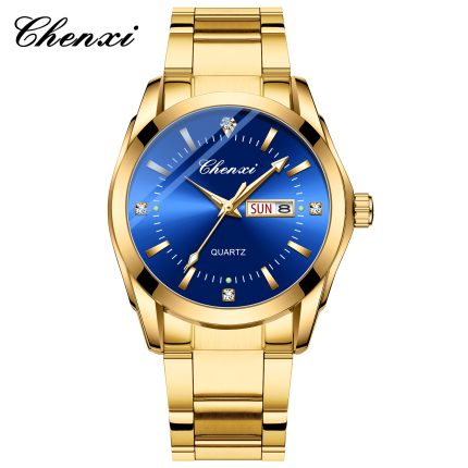Chenxi Luxury Golden Blue Dial Watch for Men
